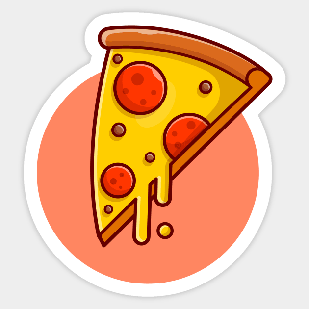 Pizza Melted Cartoon Vector Icon Illustration Sticker by Catalyst Labs